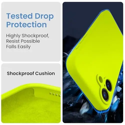 FireNova Designed for iPhone 16 Case, Silicone Upgraded [Camera Protection] Phone Case, Soft Anti-Scratch Microfiber Lining Inside, 6.1 inch, Fluorescent Green - 4