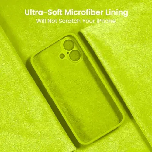 FireNova Designed for iPhone 16 Case, Silicone Upgraded [Camera Protection] Phone Case, Soft Anti-Scratch Microfiber Lining Inside, 6.1 inch, Fluorescent Green - 5