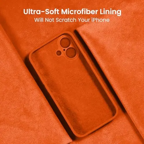 FireNova Designed for iPhone 16 Case, Silicone Upgraded [Camera Protection] Phone Case with [2 Screen Protectors], Soft Anti-Scratch Microfiber Lining Inside, 6.1 inch, Neon Orange - 3