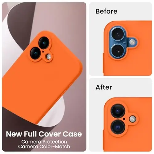 FireNova Designed for iPhone 16 Case, Silicone Upgraded [Camera Protection] Phone Case with [2 Screen Protectors], Soft Anti-Scratch Microfiber Lining Inside, 6.1 inch, Neon Orange - 4