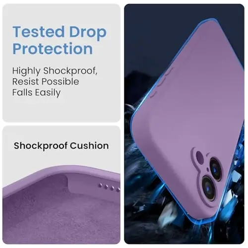 FireNova Designed for iPhone 16 Case, Silicone Upgraded [Camera Protection] Phone Case with [2 Screen Protectors], Soft Anti-Scratch Microfiber Lining Inside, 6.1 inch, Light Purple - 4
