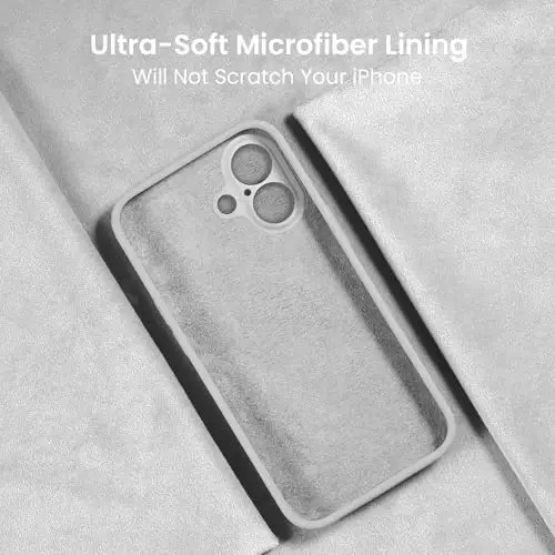 FireNova Designed for iPhone 16 Case, Silicone Upgraded [Camera Protection] Phone Case with [2 Screen Protectors], Soft Anti-Scratch Microfiber Lining Inside, 6.1 inch, White - 5
