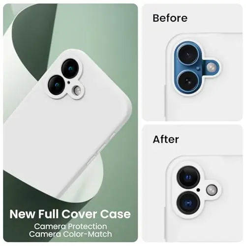 FireNova Designed for iPhone 16 Case, Silicone Upgraded [Camera Protection] Phone Case, Soft Anti-Scratch Microfiber Lining Inside, 6.1 inch, White - 3