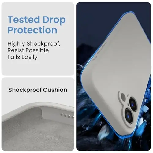 FireNova Designed for iPhone 16 Case, Silicone Upgraded [Camera Protection] Phone Case with [2 Screen Protectors], Soft Anti-Scratch Microfiber Lining Inside, 6.1 inch, Natural Titanium - 4