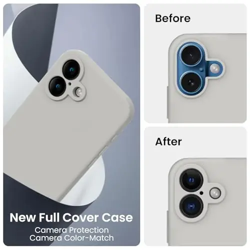 FireNova Designed for iPhone 16 Case, Silicone Upgraded [Camera Protection] Phone Case with [2 Screen Protectors], Soft Anti-Scratch Microfiber Lining Inside, 6.1 inch, Natural Titanium - 3