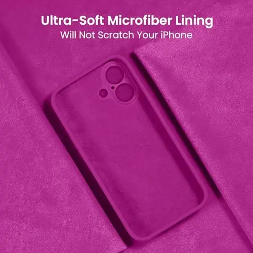 FireNova Designed for iPhone 16 Case, Silicone Upgraded [Camera Protection] Phone Case, Soft Anti-Scratch Microfiber Lining Inside, 6.1 inch, Dark Fuchsia - 5