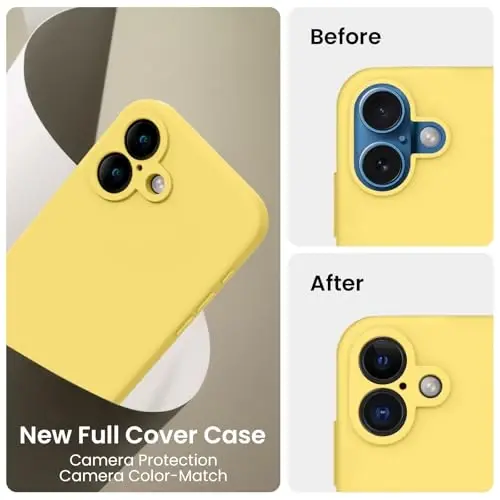 FireNova Designed for iPhone 16 Case, Silicone Upgraded [Camera Protection] Phone Case, Soft Anti-Scratch Microfiber Lining Inside, 6.1 inch, Yellow - 3