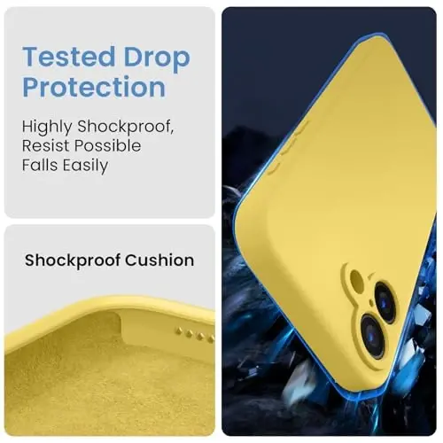 FireNova Designed for iPhone 16 Case, Silicone Upgraded [Camera Protection] Phone Case, Soft Anti-Scratch Microfiber Lining Inside, 6.1 inch, Yellow - 4