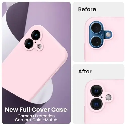 FireNova Designed for iPhone 16 Case, Silicone Upgraded [Camera Protection] Phone Case, Soft Anti-Scratch Microfiber Lining Inside, 6.1 inch, Chalk Pink - 3