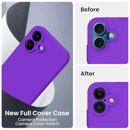 FireNova Designed for iPhone 16 Case, Silicone Upgraded [Camera Protection] Phone Case with [2 Screen Protectors], Soft Anti-Scratch Microfiber Lining Inside, 6.1 inch, Neon Purple - 3