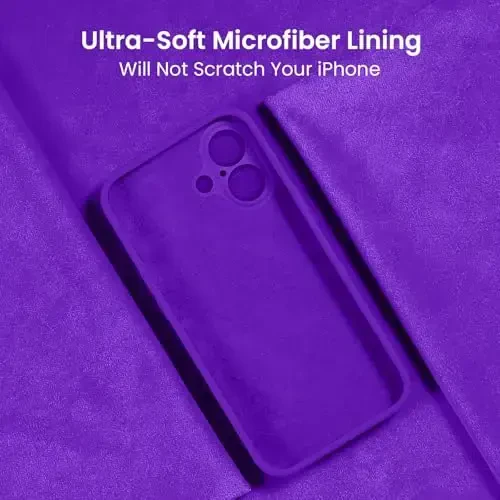 FireNova Designed for iPhone 16 Case, Silicone Upgraded [Camera Protection] Phone Case with [2 Screen Protectors], Soft Anti-Scratch Microfiber Lining Inside, 6.1 inch, Neon Purple - 5