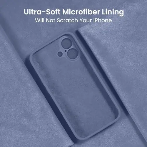 FireNova Designed for iPhone 16 Case, Silicone Upgraded [Camera Protection] Phone Case with [2 Screen Protectors], Soft Anti-Scratch Microfiber Lining Inside, 6.1 inch, Lavender Gray - 5