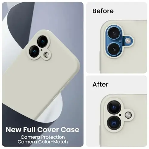 FireNova Designed for iPhone 16 Case, Silicone Upgraded [Camera Protection] Phone Case with [2 Screen Protectors], Soft Anti-Scratch Microfiber Lining Inside, 6.1 inch, Stone - 3
