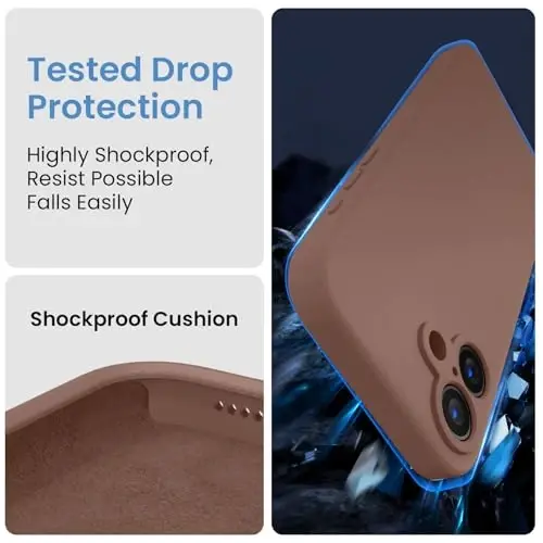 FireNova Designed for iPhone 16 Case, Silicone Upgraded [Camera Protection] Phone Case with [2 Screen Protectors], Soft Anti-Scratch Microfiber Lining Inside, 6.1 inch, Light Brown - 4