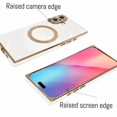 KANGHAR Case Designed for iPhone 16 Magnetic [Compatible with MagSafe] Luxury Cute Plating Design Case Full-Body Anti-Scratch Shockproof Bumper Protective Cover White - 2