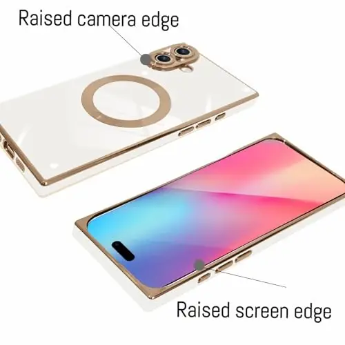 KANGHAR Case Designed for iPhone 16 Magnetic [Compatible with MagSafe] Luxury Cute Plating Design Case Full-Body Anti-Scratch Shockproof Bumper Protective Cover White - 2