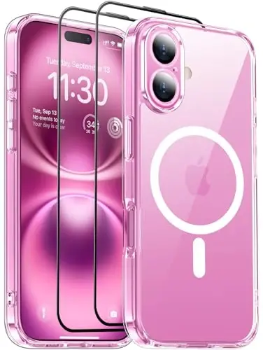 SPIDERCASE for Designed iPhone 16 Case, [Military-Grade Drop Tested] 2+Full Coverage Tempered Glass Screen Protector [Full Camera Protection] [Not Yellowing] Slim Case for iPhone 16 6.1’’, Clear - 1
