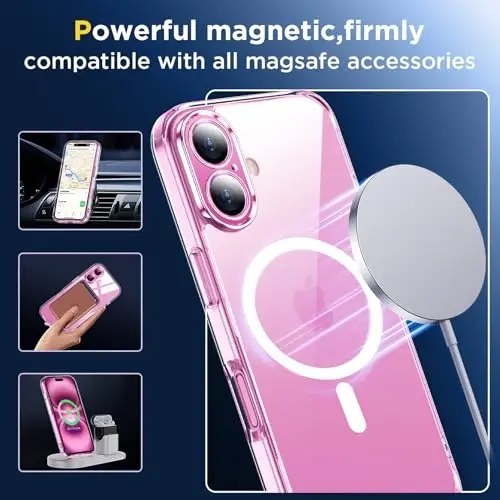 SPIDERCASE for Designed iPhone 16 Case, [Military-Grade Drop Tested] 2+Full Coverage Tempered Glass Screen Protector [Full Camera Protection] [Not Yellowing] Slim Case for iPhone 16 6.1’’, Clear - 5