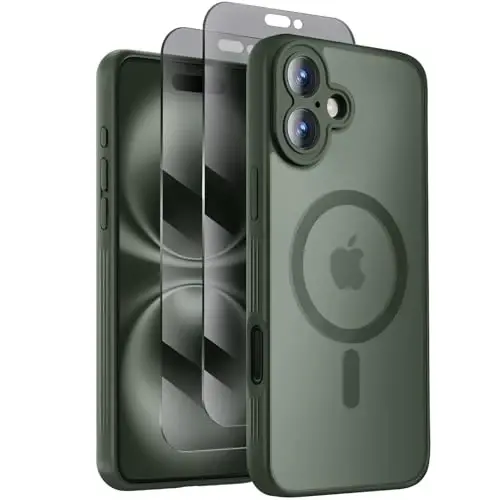 Symcele Designed for iPhone 16 Case, Compatible with MagSafe, with Privacy Screen Protectors X2, [Camera Protection] [15FT Military Drop Protection] Shockproof Phone Case, 6.1