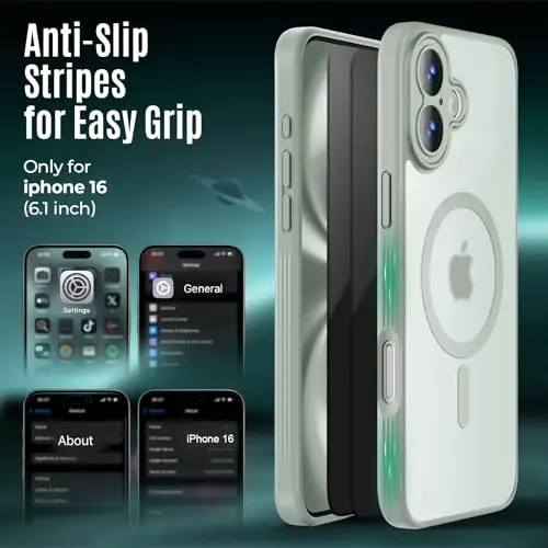 iPhone 16 için Tasarlanmış Symcele Kılıfı, MagSafe Uyumlu, X2 Gizlilik Ekran Koruyuculu, [Kamera Koruması] [15FT Askeri Düşme Koruması] Darbeye Dayanıklı Telefon Kılıfı, 6.1