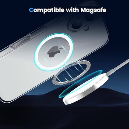 iPhone 16 için Temdan Şeffaf Kılıf, [Magsafe ile Uyumlu][Sararmaz][Askeri Seviye Koruma] iPhone 16 için Darbeye Dayanıklı İnce Manyetik Telefon Kılıfı, Şeffaf - 5