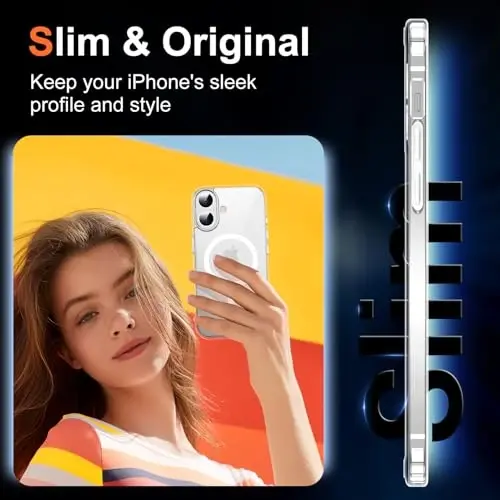 Temdan for iPhone 16 Case Clear, [Compatible with Magsafe][Anti-Yellowing][Military-Grade Protection] Shockproof Slim Magnetic Phone Case for iPhone 16, Transparent - 5