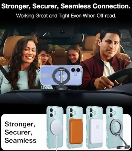 TORRAS 360° Stand Magnetic Case for iPhone 16 Case, [Full Camera Protection][Fit for MagSafe][16FT Mil-Grade Drop Protection] Slim Case for 16 iPhone Phone Case with Kickstand (6.1