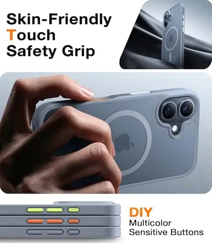 TORRAS Magnetic Shockproof for iPhone 16 Case, Fit for MagSafe, 4X Military Grade Drop Protection Anti-Scratch Protective Hard Back Plastic Slim Phone Case for iPhone 16 6.1 inch,Natural Titanium Grey - 6