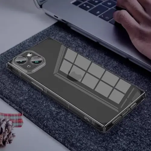 iPhone 16 için Tzomsze Kılıfı Şeffaf Kılıf, Kamera Koruması ve Güçlendirilmiş Köşeler TPU İnce Darbeye Dayanıklı Kadın Kız Çocuk 6.1 inç için Kılıf Kapağı-Siyah - 6