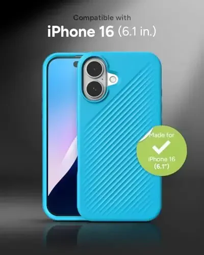 ZAGG Luxe Snap Case for iPhone 16 - MagSafe Wireless Charging, 10ft Drop Protection, Eco-Friendly, Graphene Reinforced, Ripple Design, River Blue - 2