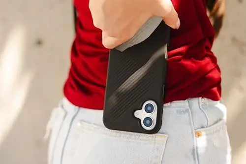 ZAGG Luxe Snap Case for iPhone 16 - MagSafe Wireless Charging, 10ft Drop Protection, Eco-Friendly, Graphene Reinforced, Ripple Design, Black - 5