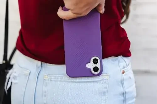 ZAGG Luxe Snap Case for iPhone 16 - MagSafe Wireless Charging, 10ft Drop Protection, Eco-Friendly, Graphene Reinforced, Ripple Design, Grape Purple - 6