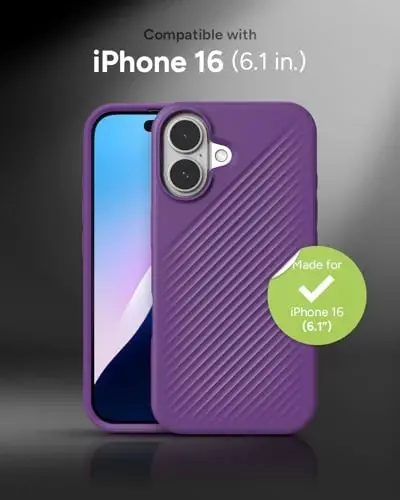 ZAGG Luxe Snap Case for iPhone 16 - MagSafe Wireless Charging, 10ft Drop Protection, Eco-Friendly, Graphene Reinforced, Ripple Design, Grape Purple - ZAGG (1)