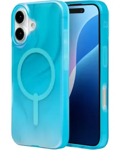 ZAGG Milan Snap Case for iPhone 16 - Color Changing Finish, MagSafe & Wireless Charging Compatible, 13ft Drop Protection, Graphene Reinforced, Eco-Friendly, Deep Aurora 