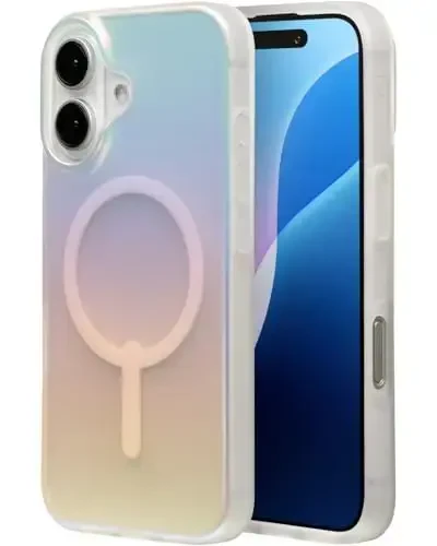 ZAGG Milan Snap Case for iPhone 16 - Color Changing Finish, MagSafe & Wireless Charging Compatible, 13ft Drop Protection, Graphene Reinforced, Eco-Friendly,Matte Iridescent 