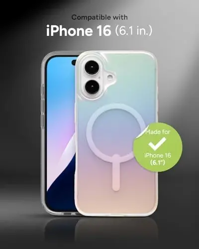 ZAGG Milan Snap Case for iPhone 16 - Color Changing Finish, MagSafe & Wireless Charging Compatible, 13ft Drop Protection, Graphene Reinforced, Eco-Friendly,Matte Iridescent - 2