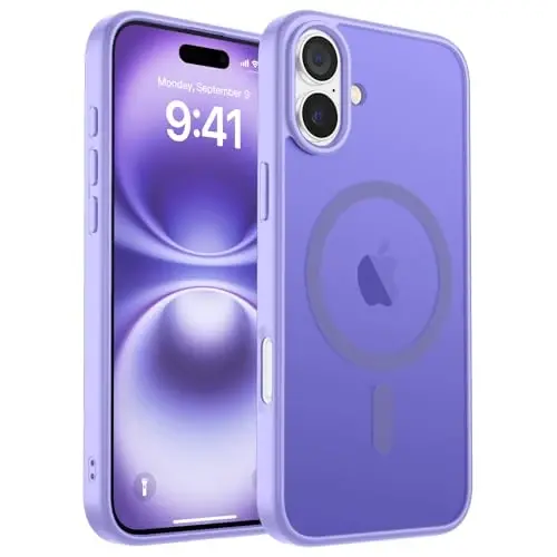 zapica Magnetic for iPhone 16 Case, Light Purple | Compatible with MagSafe, Military Grade Drop Protection, Translucent Matte Anti-Scratch Phone Cover - 1
