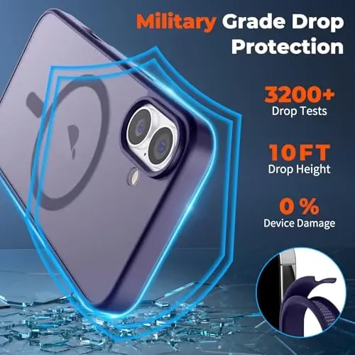 zapica Magnetic for iPhone 16 Case, [Compatible with MagSafe] [Military Grade Drop Protection] Translucent Matte Shockproof Anti-Scratch Phone Case, Dark Purple - 4