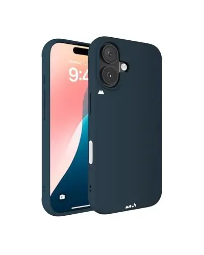 Mous for iPhone 16 Case MagSafe Compatible with Camera Control Button- Limitless 6.0 - Navy Blue - Protective Shockproof Phone Cover - 1