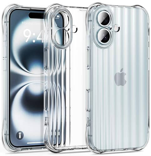 iPhone 16 Kılıfı Aeska, Ultra [İnce Hafif] Esnek Şeffaf TPU Çizilmeye Dayanıklı Darbeye Dayanıklı Jel Kauçuk Yumuşak Cilt Silikon Koruyucu Kılıf iPhone 16 6.1'' (Şeffaf) - 1