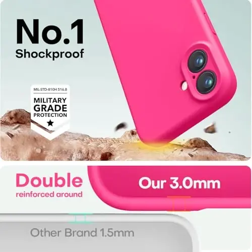LOVE 3000 Designed for iPhone 16 Case, Premium Silicone with [Soft Anti-Scratch Microfiber Lining] Shockproof Protective Phone Case for Men Women Girls 6.1