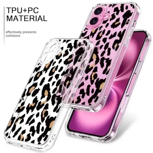 bicol for iPhone 16 Case with Screen Protector, Enhanced Camera Protection, Crystal Acrylic Clear with Fashionable Designs for Girls Women, Slim Fit Protective Phone Cover 6.1
