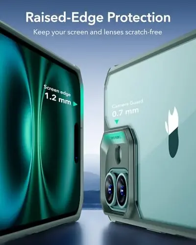ESR for iPhone 16 Case, Military-Grade Protection with Shock-Absorbing Corners, Scratch-Resistant and Anti-Yellowing Acrylic Back, Slim Protective Phone Case, Air-Armor Series, Clear Green - 4