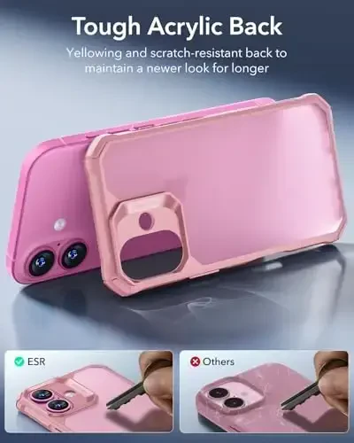 ESR for iPhone 16 Case, Military-Grade Protection with Shock-Absorbing Corners, Scratch-Resistant and Anti-Yellowing Acrylic Back, Slim Protective Phone Case, Air-Armor Series, Frosted Pink - 5