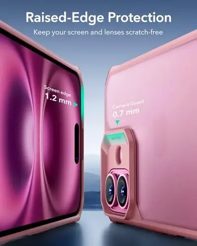 ESR for iPhone 16 Case, Military-Grade Protection with Shock-Absorbing Corners, Scratch-Resistant and Anti-Yellowing Acrylic Back, Slim Protective Phone Case, Air-Armor Series, Frosted Pink - 4