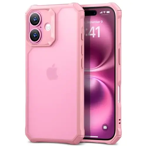 ESR for iPhone 16 Case, Military-Grade Protection with Shock-Absorbing Corners, Scratch-Resistant and Anti-Yellowing Acrylic Back, Slim Protective Phone Case, Air-Armor Series, Frosted Pink 