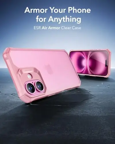 ESR for iPhone 16 Case, Military-Grade Protection with Shock-Absorbing Corners, Scratch-Resistant and Anti-Yellowing Acrylic Back, Slim Protective Phone Case, Air-Armor Series, Frosted Pink - 2