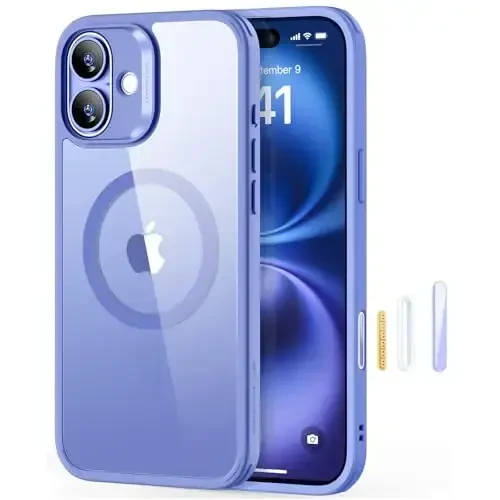 ESR for iPhone 16 Case, Compatible with MagSafe, Shockproof Military-Grade Protection, Magnetic Phone Case for iPhone 16, Classic Hybrid Case (HaloLock), Clear Blue 