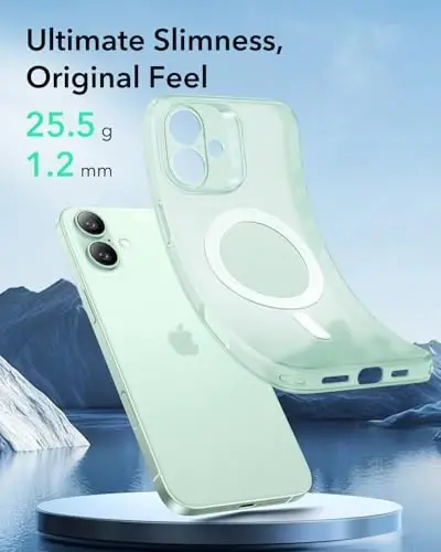 ESR for iPhone 16 Case, Compatible with MagSafe, Camera Protection, Shockproof Thin Cover, Resists Yellowing and Scratches, Magnetic Phone Case for iPhone 16, Zero Series, Frosted Green - 3