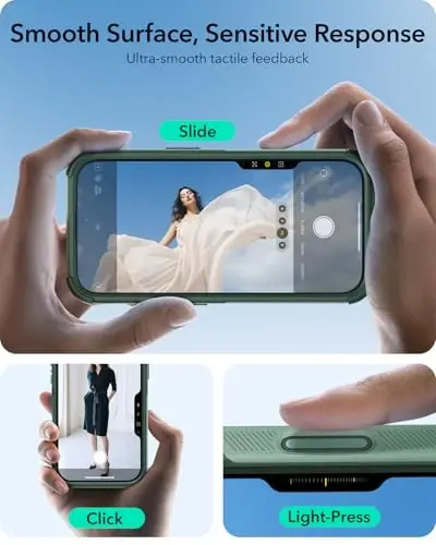 ESR for iPhone 16 Case with Stash Stand, Camera Control, 23FT Military-Grade Shock-Absorbing Drop Protection, Compatible with MagSafe Accessories, Magnetic Cyber Series, Light Green - 4